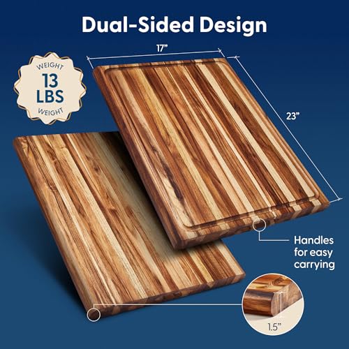 Highland Teak Wood Extra Large Cutting Board 23x17x1.5" (Highland | Teak | Edge Grain)