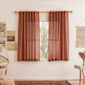 Sheer Linen Curtains 63 Inch Length for Bedroom (50"W x 63"L (Pack of 2) / Terracotta)
