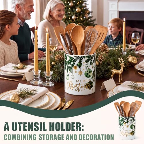 Christmas Ball Pattern Ceramic Utensil Holder (Christmas Balls)