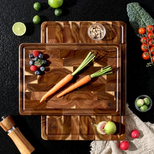 End Grain Cutting Board Set of 2 with Non (Set of 2)