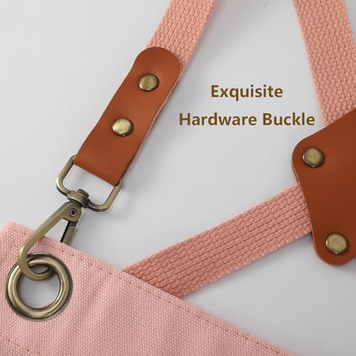 Aprons for Women Men with Large Pockets (Light Pink)