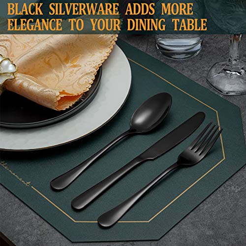 40 Pcs Black Silverware Set (Black)