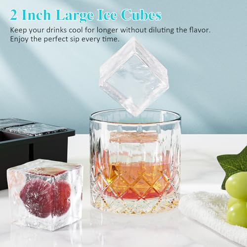 Large Ice Cube Tray for Whiskey (Black+Deepskyblue+Purple)