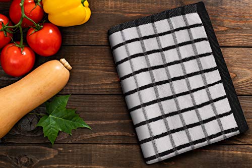 Kitchen Towels Black (20" x 30" (Set of 6) / 049 Black/White Terry)