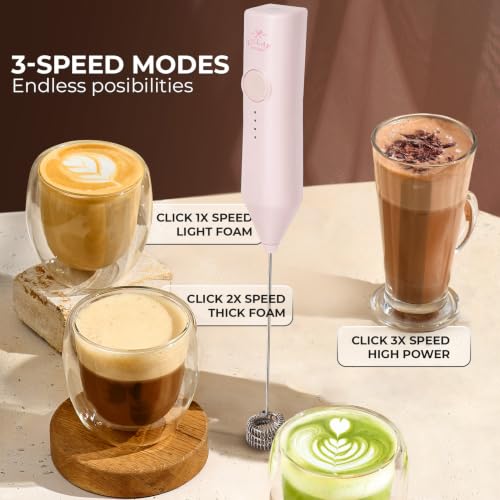 Rechargeable Milk Frother Handheld (ZK Dynamic Tornado Pink / Rechargeable Z1 Motor Max)