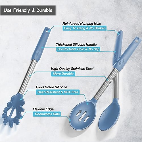 Silicone Spatula and Cooking Spoon (Starry blue)