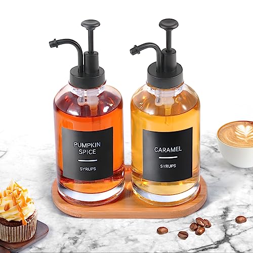 Coffee Syrup Dispenser for Coffee Bar (2pcs W. 18 Labels)