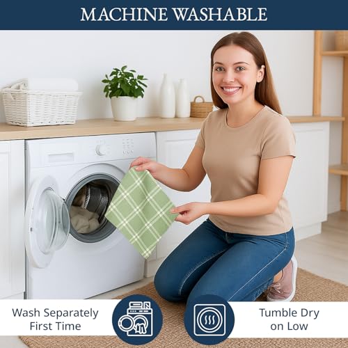Cotton Dish Towels for Kitchen Quick Drying (18"x28" - 4 Pack / 08: Sage Green)