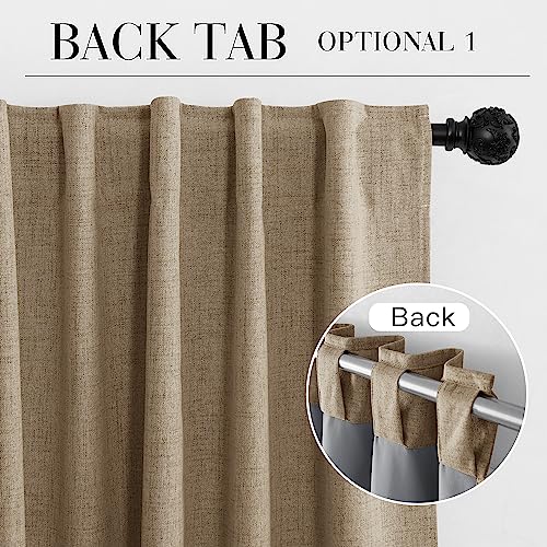 Burlap 100% Blackout Curtains 63 Inch Long for Bedroom Bedroom (Burlap / 52"W x 63"L (Pack of 2))