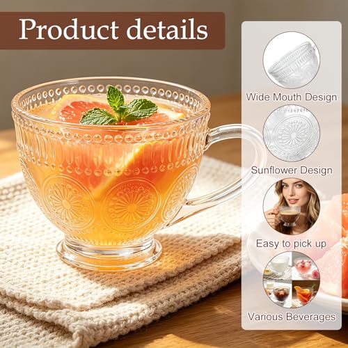 Glass Tea Mugs with Handle (Clear)