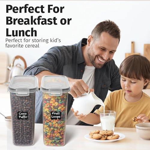 2 Pack (6.3L / 213OZ) EXTRA Large Airtight Food Storage Cereal Containers for Bulk Food Storage BPA-Free Plastic Container, Pantry Organization and Canister for Rice, Pasta, Sugar & Flour (Black)