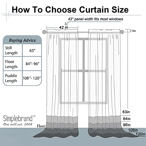 Black Sheer Curtains 120 Inches Long (Black / 42"W x 120"L (Pack of 2))