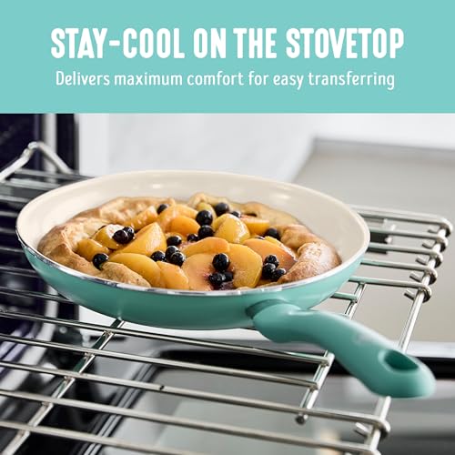 16 Piece Ceramic Nonstick Pots & Pans Cookware Set (16 Piece Cookware Set / Soft Grip / Mint Green)