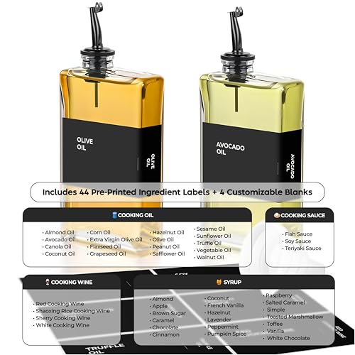 Glass Oil Dispenser for Kitchen (Black / 11.8 fl oz (2-Pack))