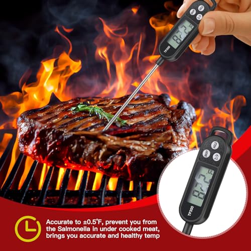 12 Pcs Meat Food Thermometer Food with Probe (Black)