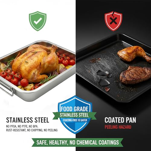 Stainless Steel Roasting Pan with Rack & Handles