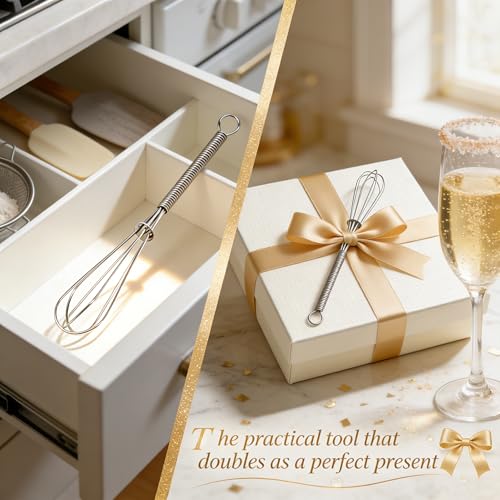 Mini Wire Whisks (5+7 inch / 4 Pieces Silver)