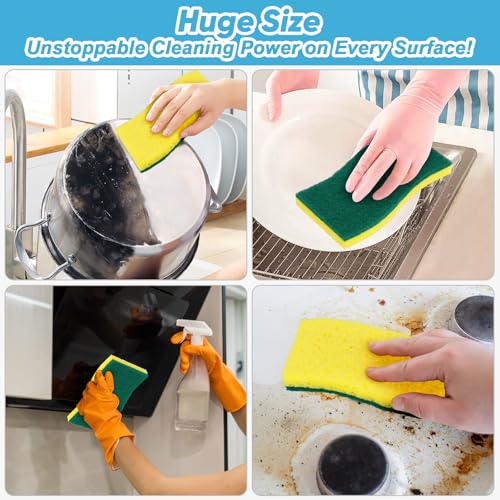 XL Scrub Sponges Kitchen 6Count (Green-extra Large)