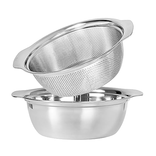 304 Stainless Steel Fine Mesh Colander Set (2.5qt / Primary color with handle)
