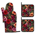 Tropical Palm Leaf Oven Mitts and Pot Holders Set (Tropical Palm Leaf Hibiscus)
