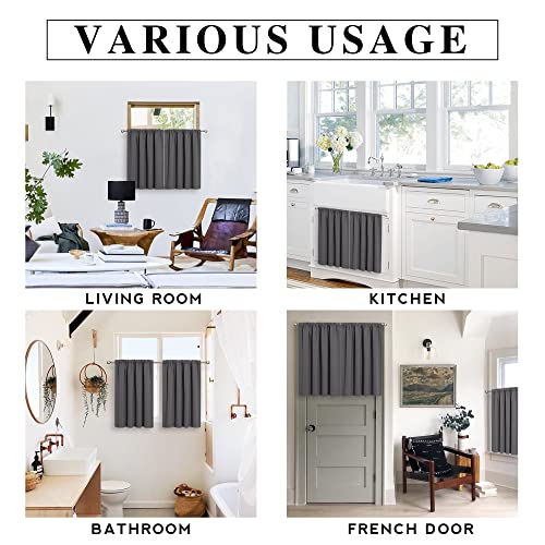 Blackout French Door Window Curtain Coverings (Grey / 29"W x 45"L (Pack of 2))