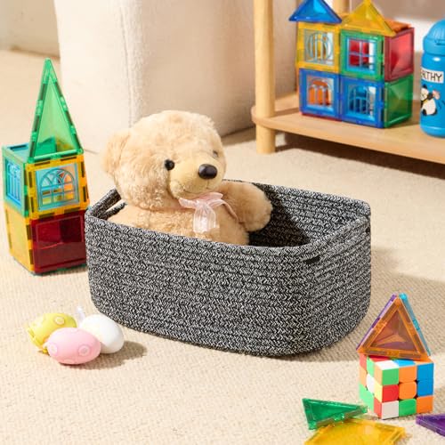 Small Storage Baskets for Organizing (3pcs-L13xW8.5xH5.1" / Dark Gray)
