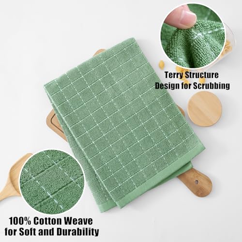 100% Cotton Terry Kitchen Towels (Grass Green / 20 X 28 - 8 Pack)