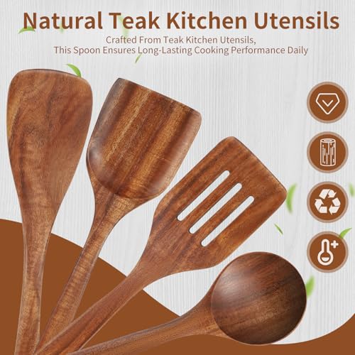 4 Pack Teak Wood Spatula for Cooking