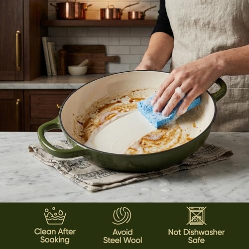 3 Quart Enameled Cast Iron Braiser (Golden Green)