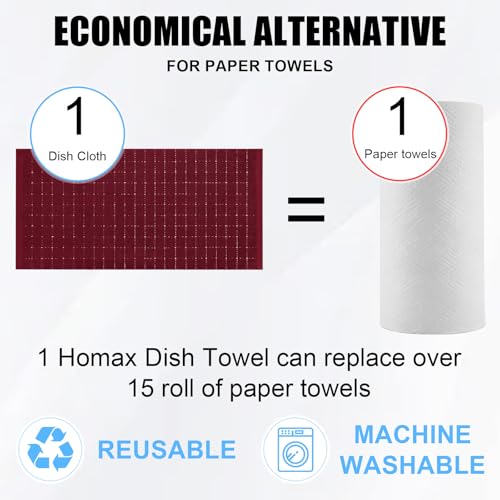 100% Cotton Terry Kitchen Towels (Burgundy Red / 13 X 28 - 8 Pack)