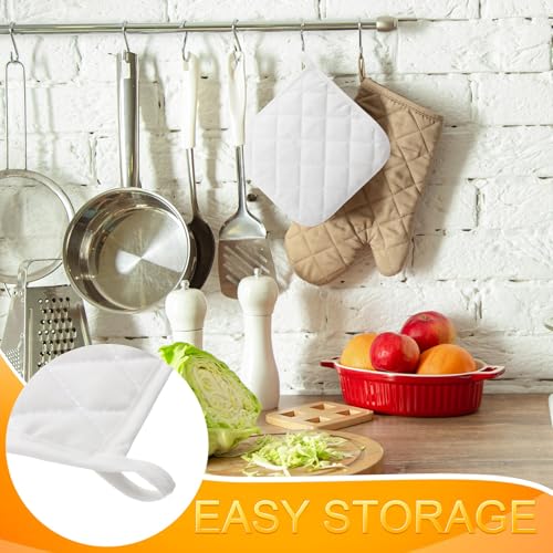 40 Pcs Pot Holder Bulk for Craft Set Including 16 White Pot Holders Oven Mitts Pack with 24 Makers Cooking Baking DIY Activities Kitchen Accessories
