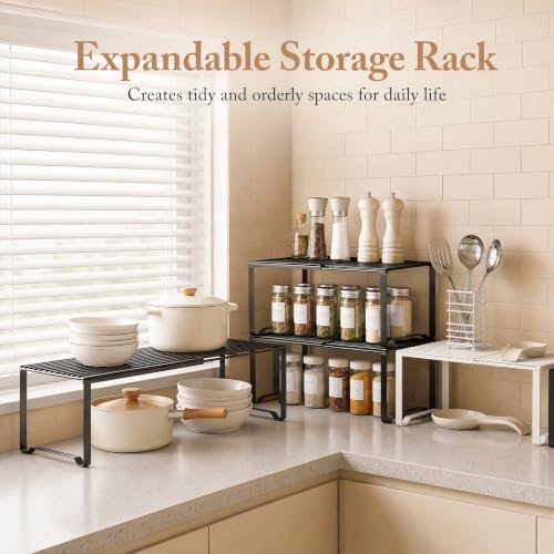 Extendable Metal Wire Shelf Organizer (White / 2 Pack)