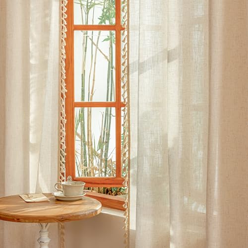 Living Room Curtains 90 Inch Length with Macrame (Z-linen / 50"W x 90"L (Pack of 2))