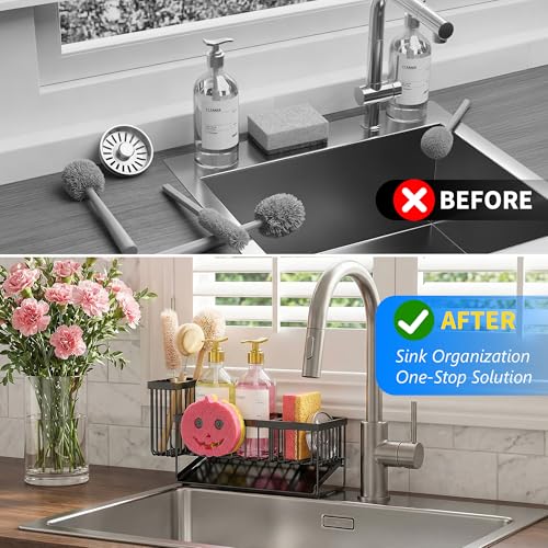 Sponge Holder for Kitchen Sink (9.25in / Matte Black)