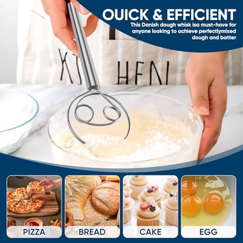 Danish Dough Whisk Stainless Steel for Sourdough Bread Mixing (BXG-2K-WHSIK-YIGEDA)