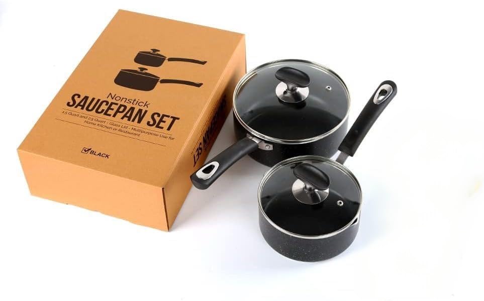 Nonstick Saucepan Set (Black / 1.5+2.5 sets)