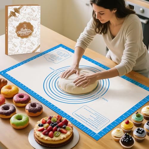 Silicone Pastry Mat for Dough Rolling (Blue / 28"L x 20"W)