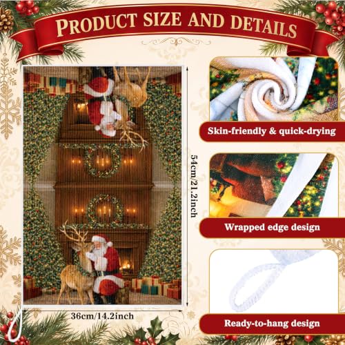 12 Pcs Christmas Oven Mitts Pot Holders Kitchen Towels Sets (Christmas Fireplace)