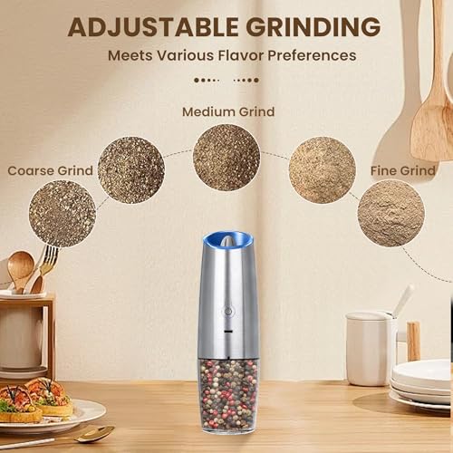 Rechargeable Gravity Salt Pepper Grinder Set (Rechargeable/Single/Silver)