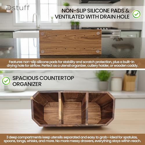 Large Kitchen Utensil Holder for Countertop (3 Compartment)