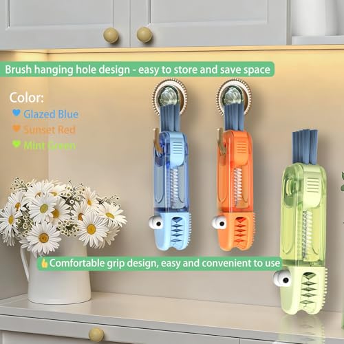 4 in 1 Cup Lid Cleaning Brush (Orange, Blue, Green(3pcs))