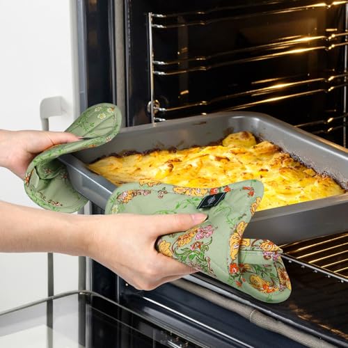 Pot Holders for Kitchen Heat Resistant Hot Pads for Countertops Oven Pot Holders Cotton Potholders for Kitchen Cooking Baking (Sweet Flowers)