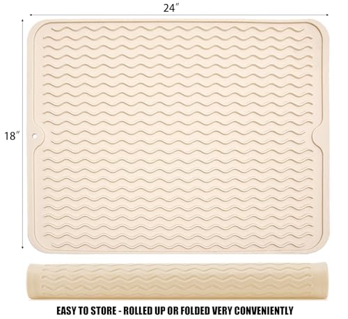 Silicone Dish Drying Mat (Beige / 24" x 18")