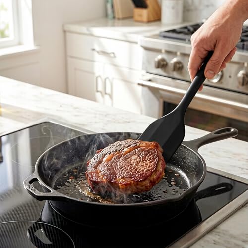 5 Pieces Silicone Spatula Set (Black / 5)