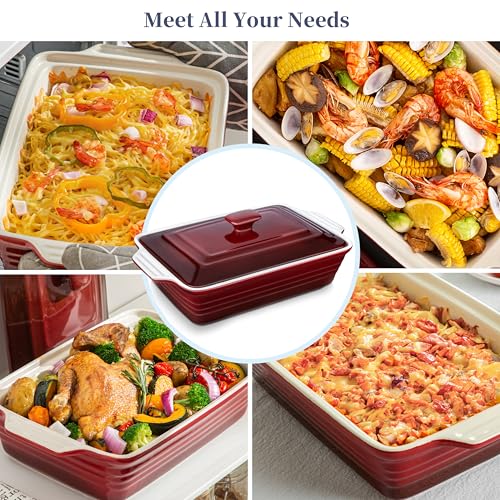4.5 Quart Ceramic Casserole Dish with Lid (Gradient Red)