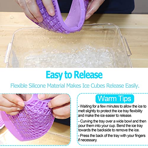 Silicone Mini Ice Cube Trays 2 Pack (Purple, Blue)