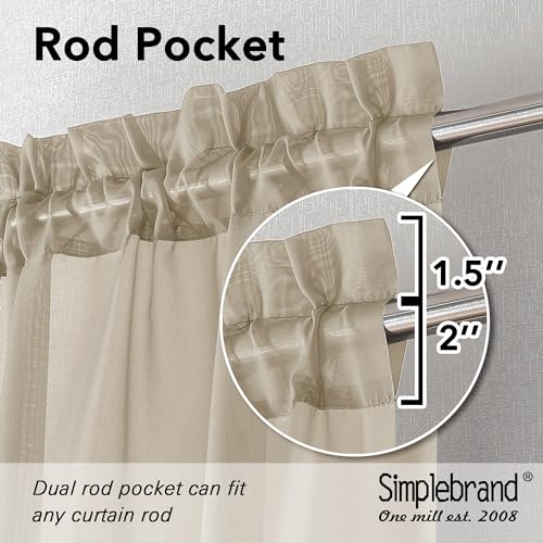 Taupe Sheer Curtains 63 Inch Length 2 Panels (Taupe / 42"W x 63"L (Pack of 2))
