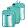 Silicone Pot Holders Set of 3 Heat Resistant & Non Slip Potholders (Green)