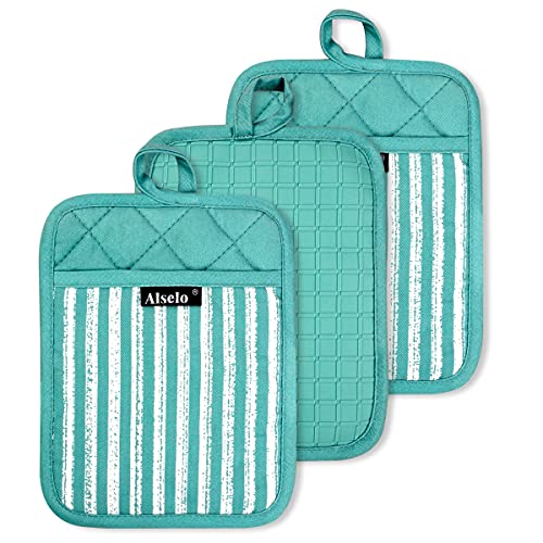 Silicone Pot Holders Set of 3 Heat Resistant & Non Slip Potholders (Green)