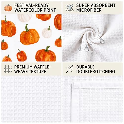 Fall Kitchen Towels Decorations for Home (Orange)